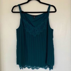 White House Black Market Mia Pleated Cami in Rainforest Green